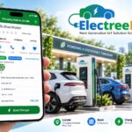ElectreeFi EV charging app showing charging station details with book charger and quick charge options